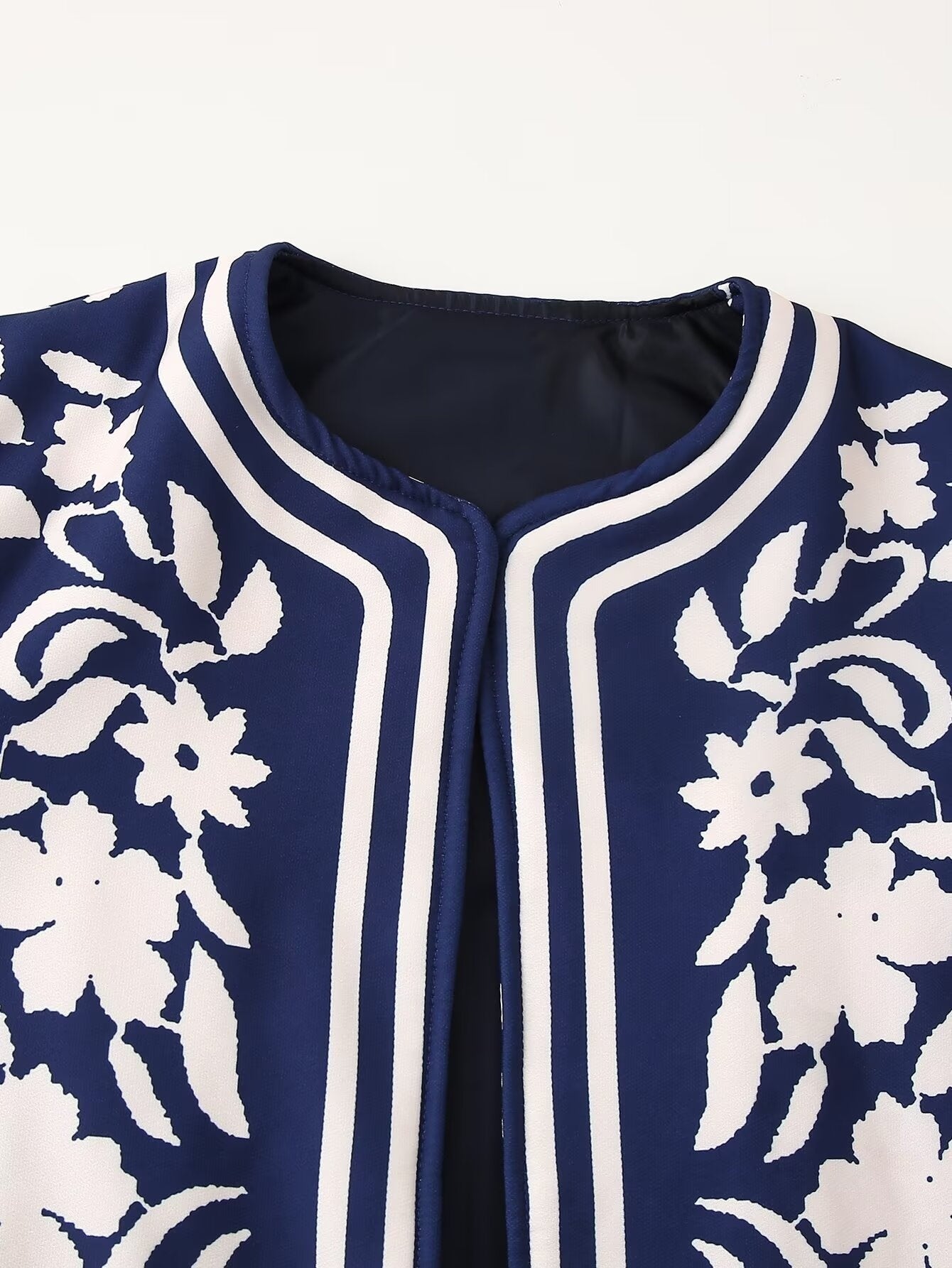 Round Neck Printed Casual Thin Small Padded Jacket