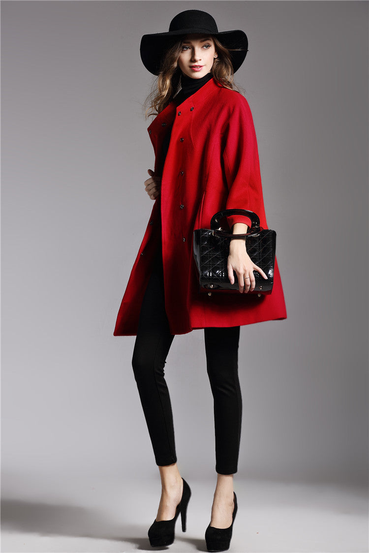Loose Large Size Cloak Woolen Coat And Long Woolen Coat