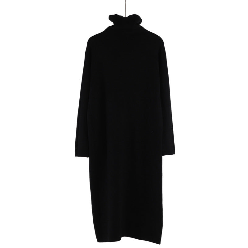 Women's Inner Wear Autumn And Winter High Collar Mid-length Temperament Overknee Sweater Long Dress