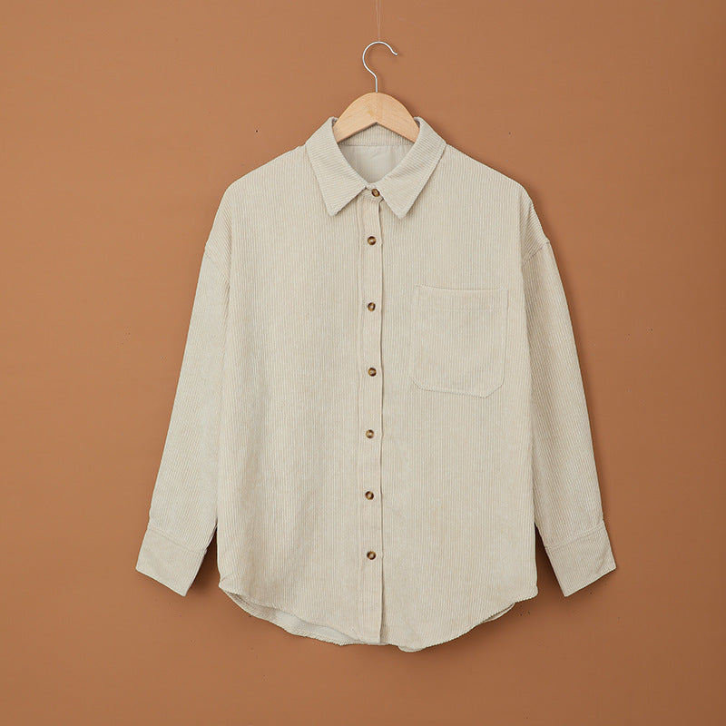 Solid Color Shirt Women's Autumn And Winter Breasted Lapel