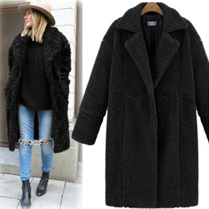 Women's Solid Color Mid-Length Woolen Coat Coat