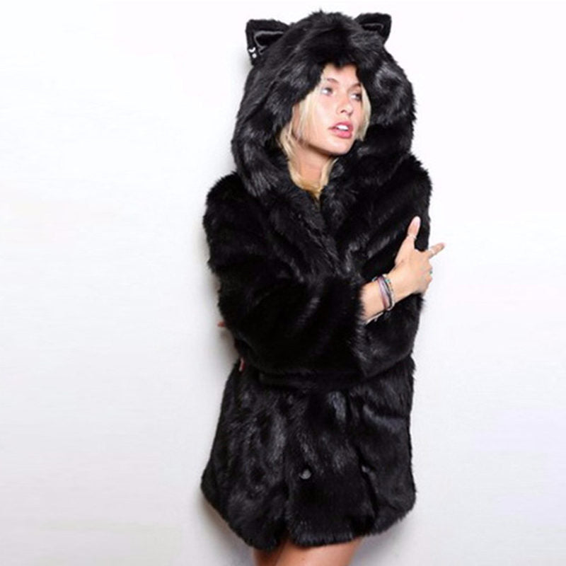 Hooded rabbit ears coat