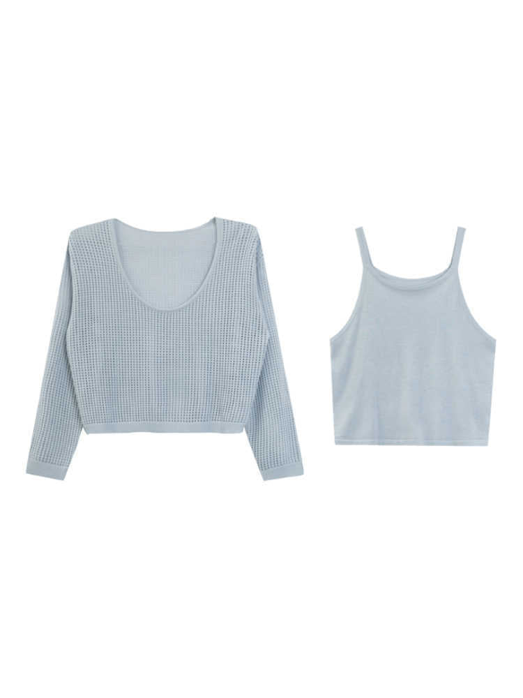 Spring Thin Suspenders Vest Two-piece Set Top