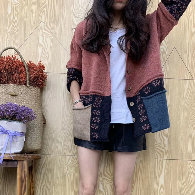 Early Autumn New Jacquard Knitted Cardigan Women's Coat