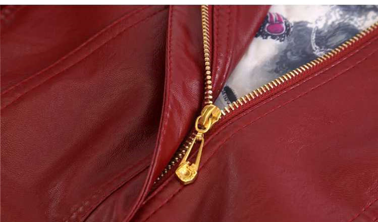 Middle-aged And Elderly Women's Leather Jacket Short Stand Collar Zipper Slim Fit
