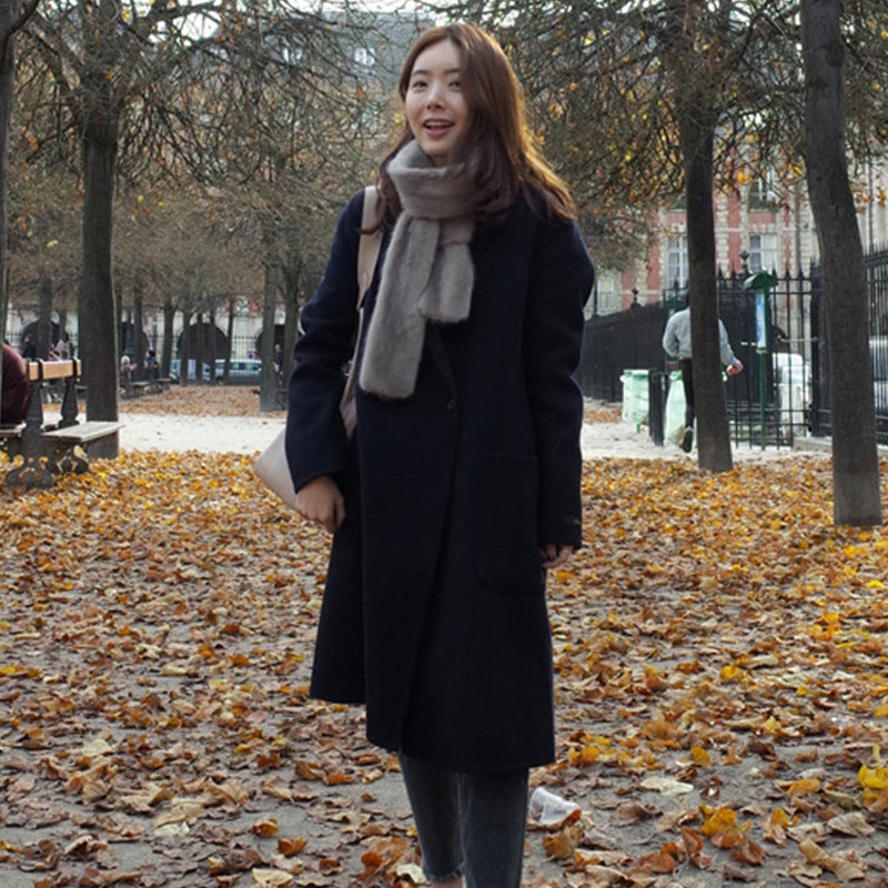 Mid-length woolen coat