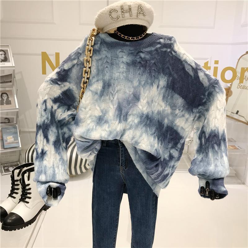 High street retro tie-dye sweater women