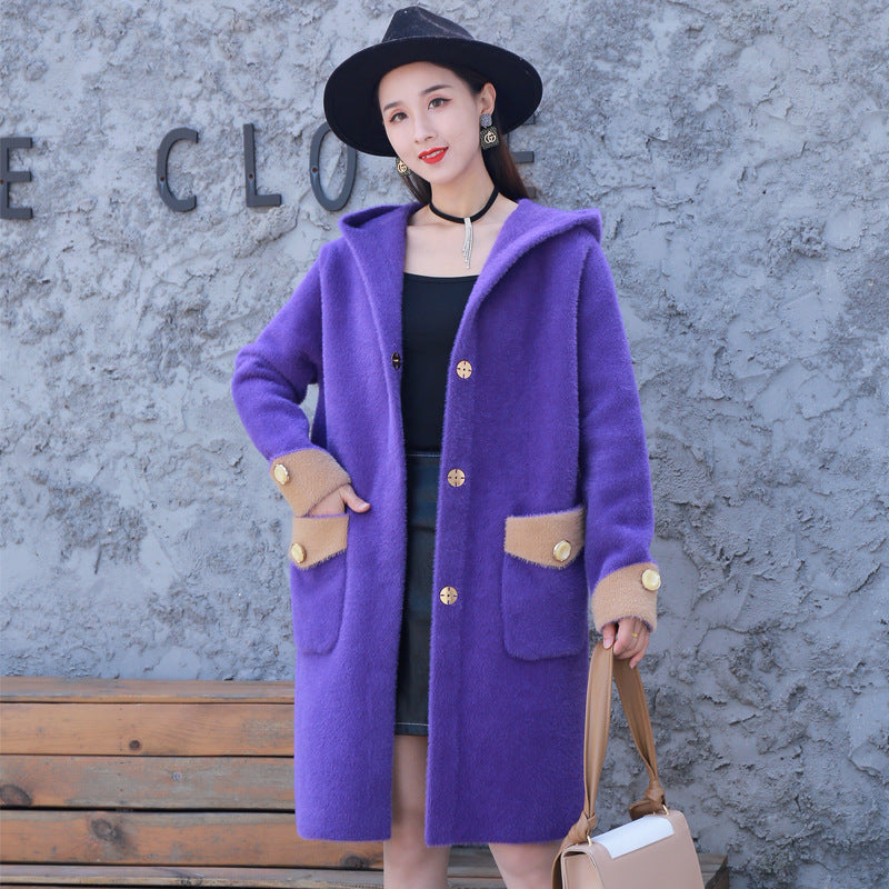 Loose faux velvet jacket