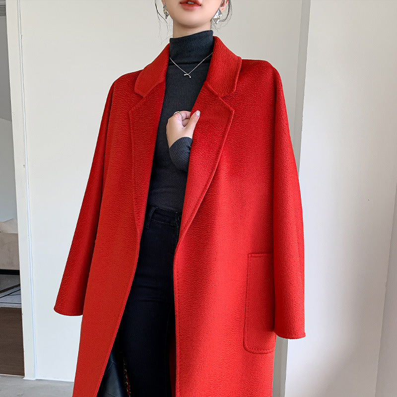 Reversible Cashmere Coat Women's Mid-length High-end Sense