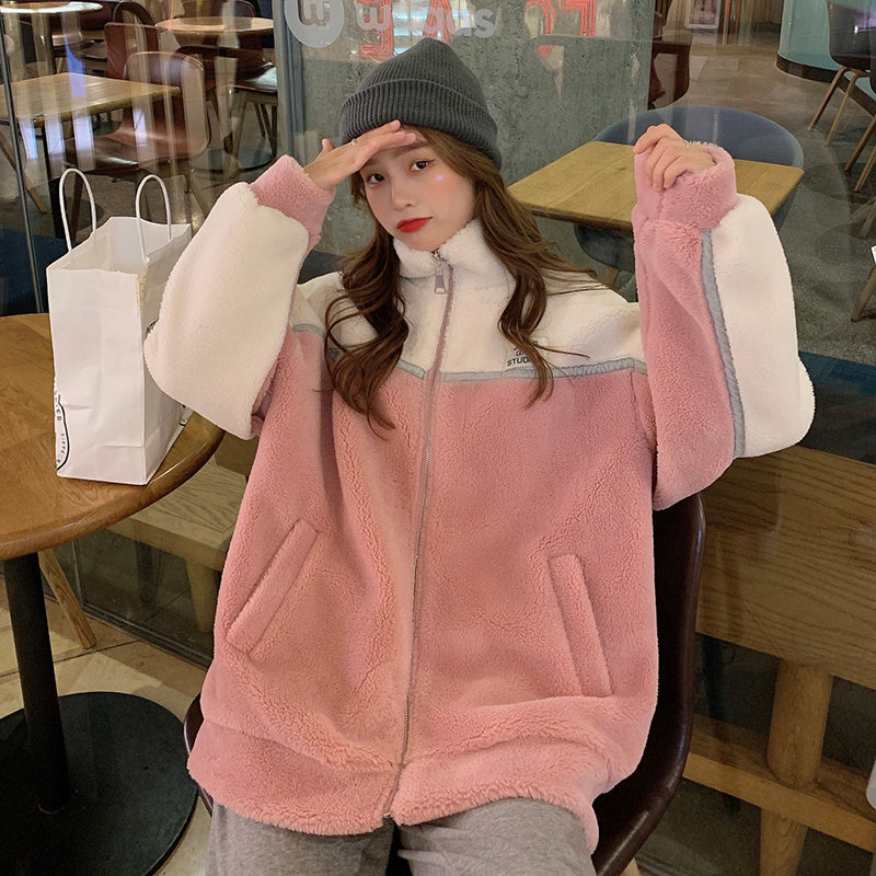 Korean Version Loose Small Standing Collar Thickened Cotton Clothes