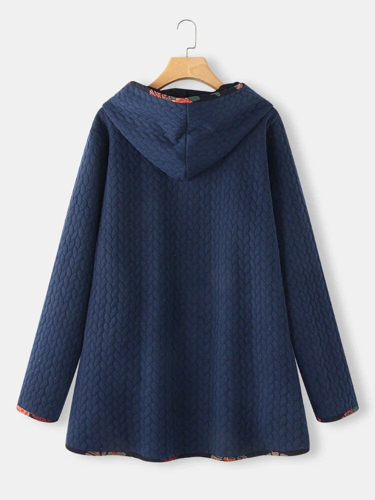 Loose and slim printed long sleeve cotton dress