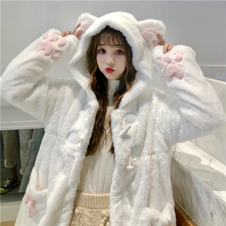 Hooded Cute Cat Ears Cotton Padded Coat Women