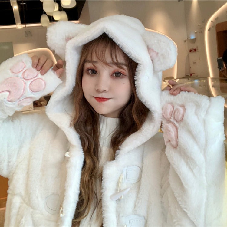Hooded Cute Cat Ears Cotton Padded Coat Women