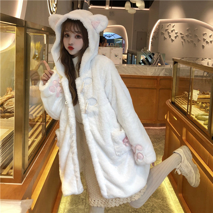 Hooded Cute Cat Ears Cotton Padded Coat Women