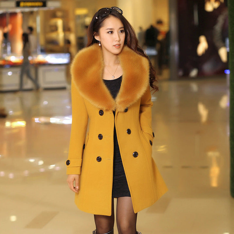Double-breasted Plus Size Woolen Women's Coat
