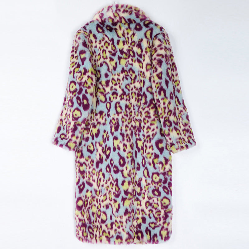 Women's Fashion Leopard Fur Coat