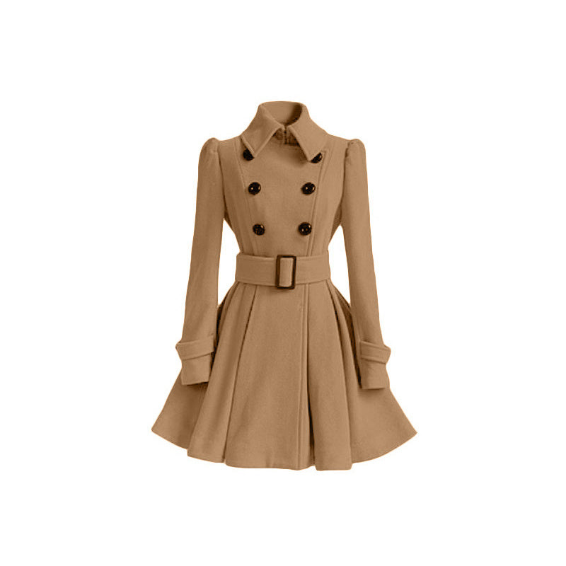 Fashion Slim Long Women's Polyester Fiber Coat