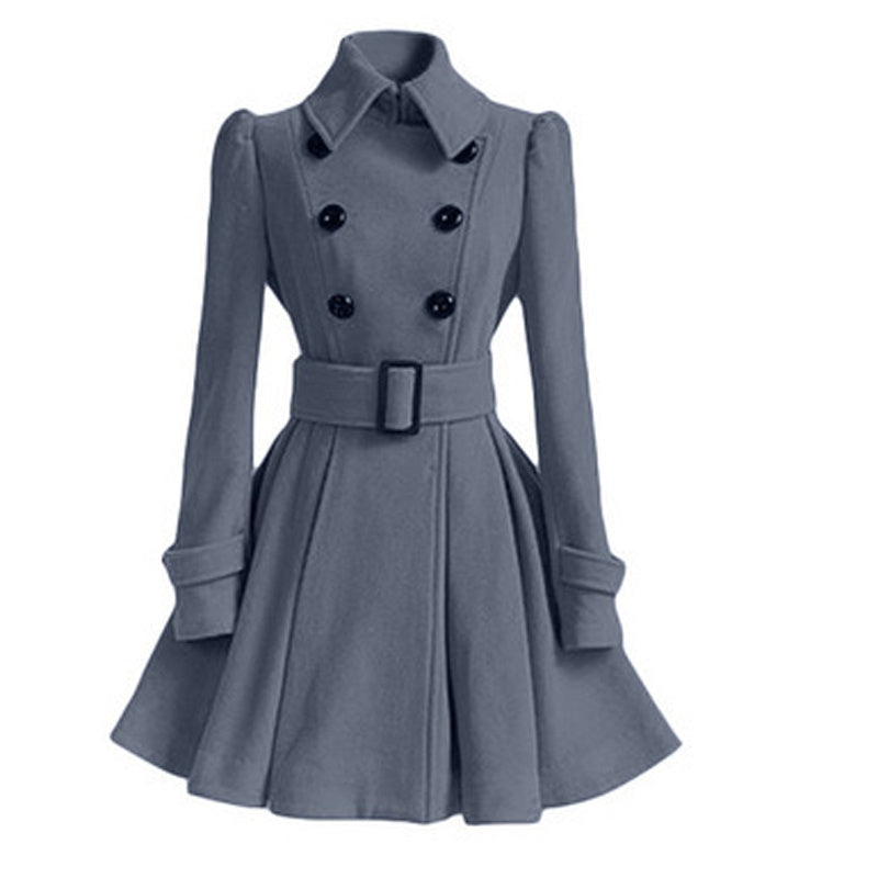 Fashion Slim Long Women's Polyester Fiber Coat