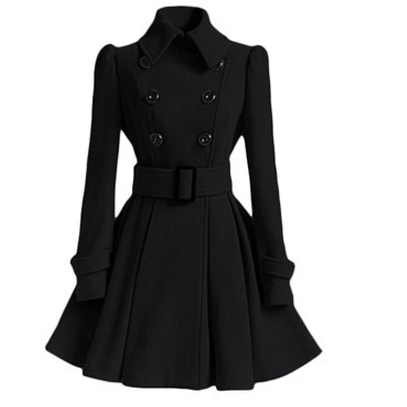 Fashion Slim Long Women's Polyester Fiber Coat