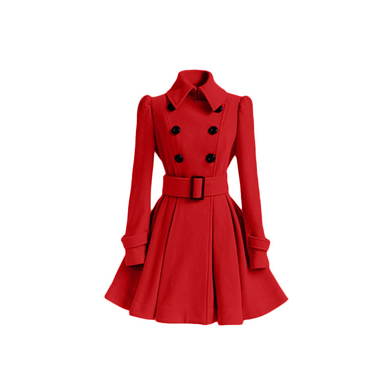 Fashion Slim Long Women's Polyester Fiber Coat