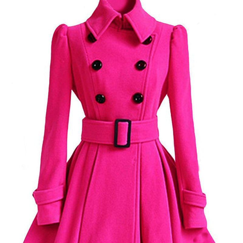 Fashion Slim Long Women's Polyester Fiber Coat