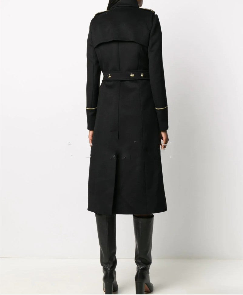 Slim Back Slit Long All-Match Coat Woolen Coat