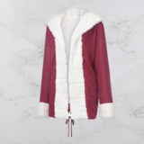 Women's warm coat with hood and woolen collar
