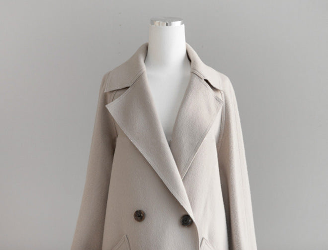Korean Style Temperament Mid-length Over-the-knee Double-sided Cashmere Woolen Coat