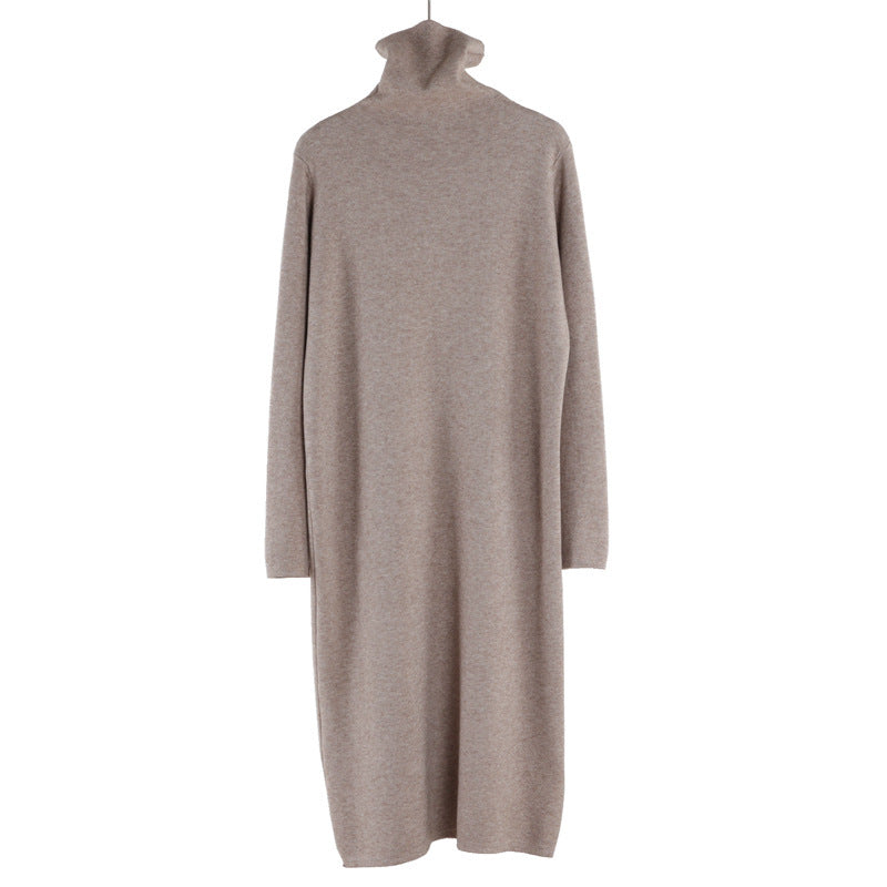 Women's Inner Wear Autumn And Winter High Collar Mid-length Temperament Overknee Sweater Long Dress
