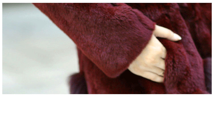 Mid-Length Fox Fur Collar Mother Coat