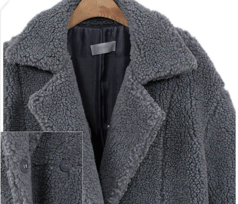 Women's Solid Color Mid-Length Woolen Coat Coat