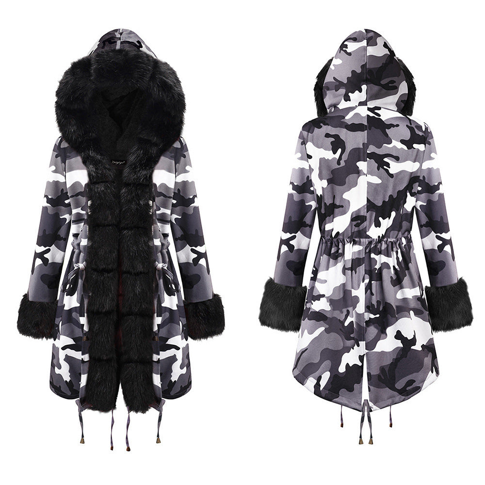 European and American women's long cotton coat