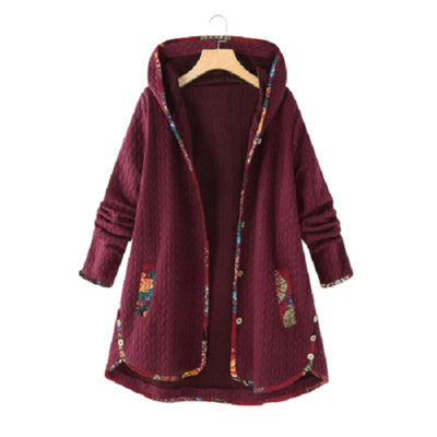 Loose and slim printed long sleeve cotton dress