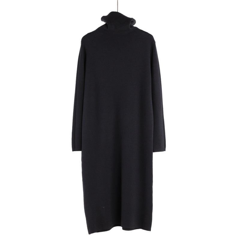 Women's Inner Wear Autumn And Winter High Collar Mid-length Temperament Overknee Sweater Long Dress