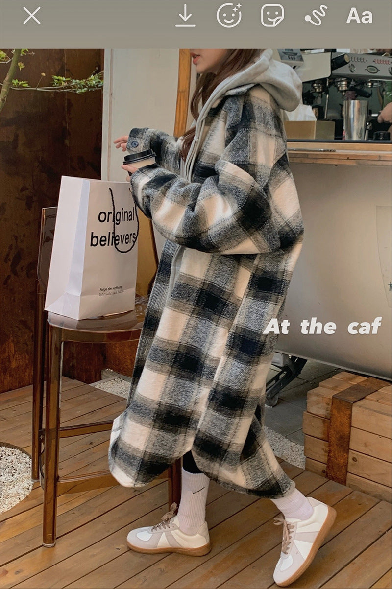 Plaid Net Red Woolen Coat Small Windbreaker