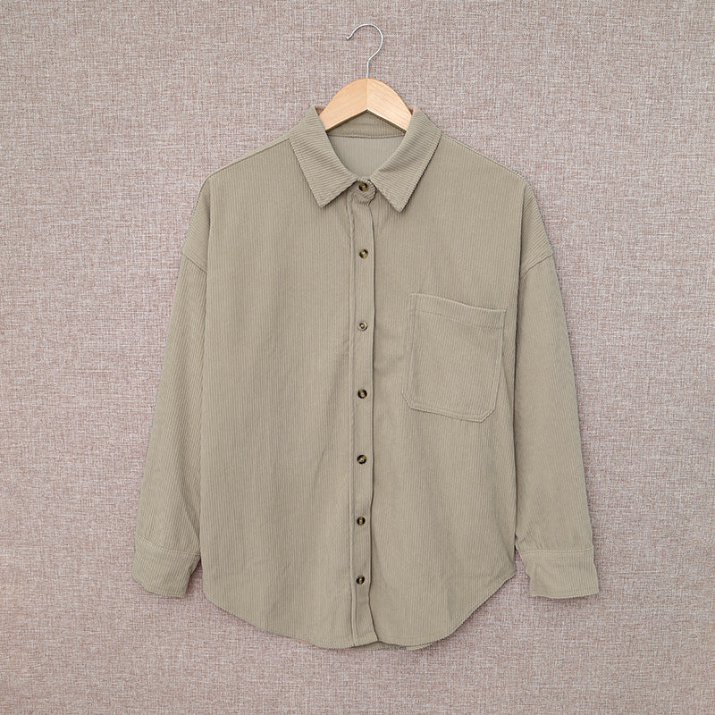 Solid Color Shirt Women's Autumn And Winter Breasted Lapel
