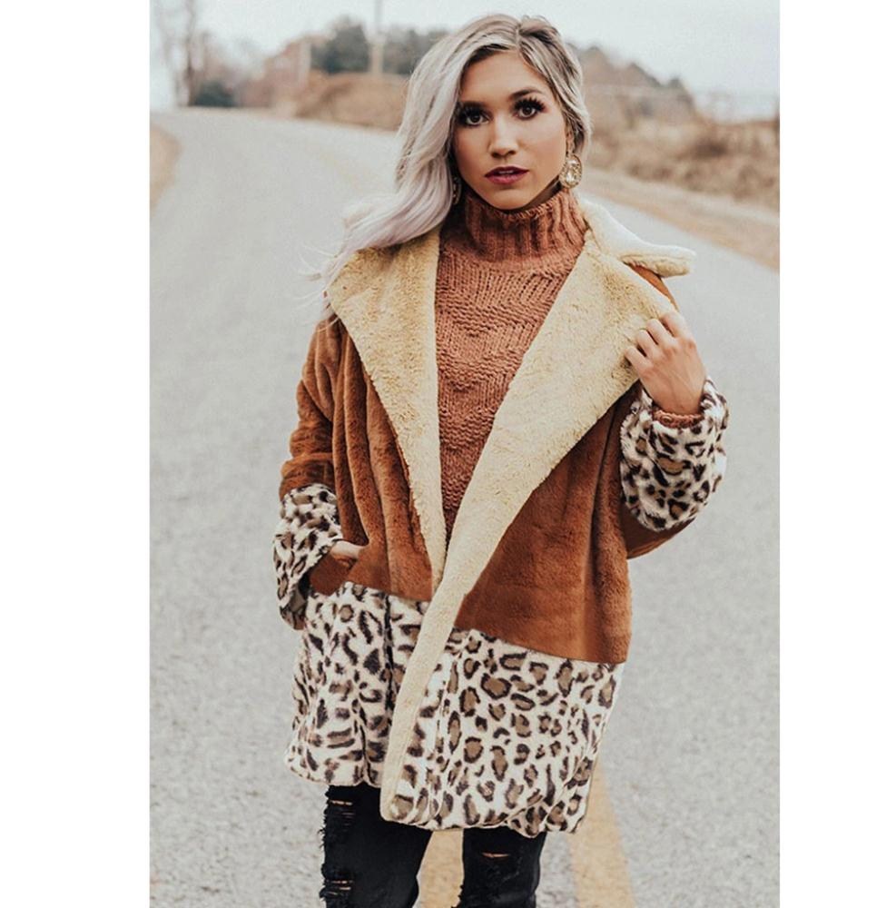 Fashionable warm Lapel Plush coat