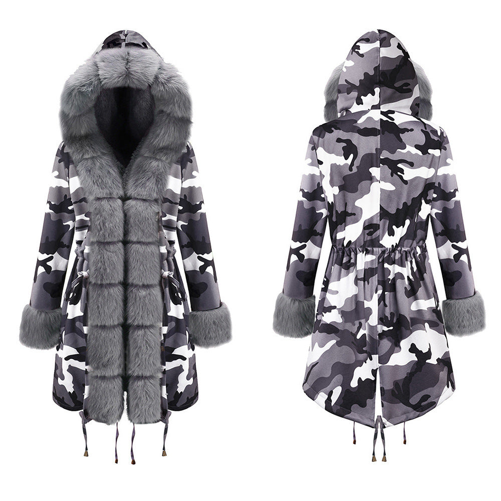 European and American women's long cotton coat