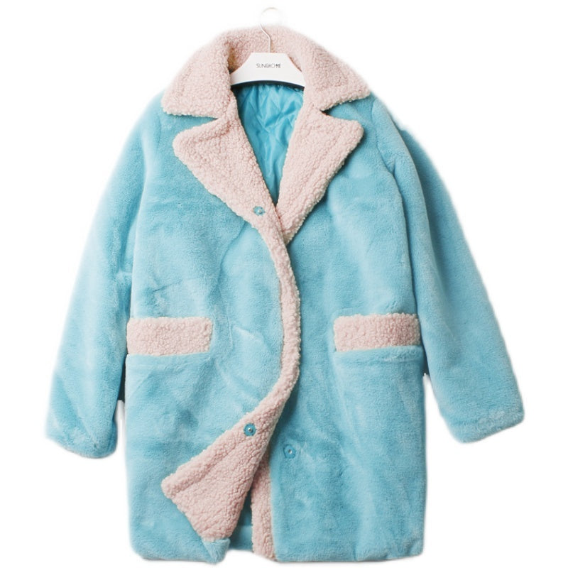 Small Particles Lamb Wool Coat Women's Mid-Length