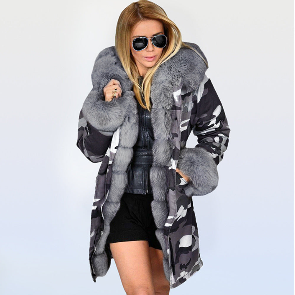 European and American women's long cotton coat