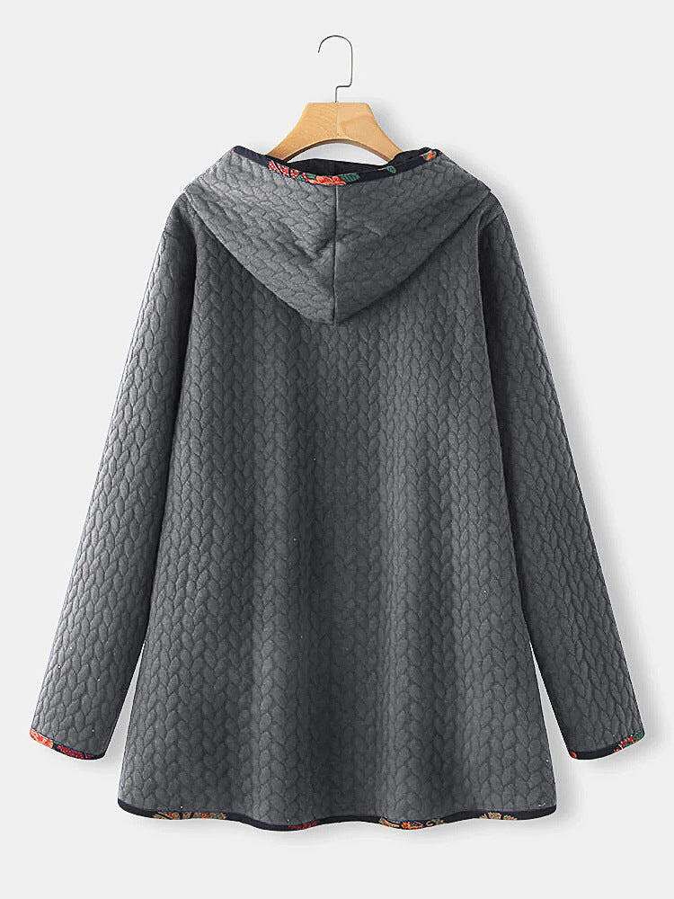 Loose and slim printed long sleeve cotton dress
