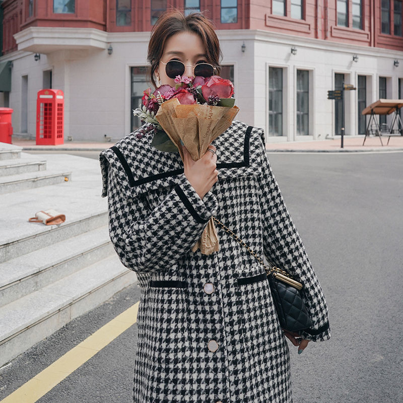 Winter Loose Navy Collar Woolen Coat
