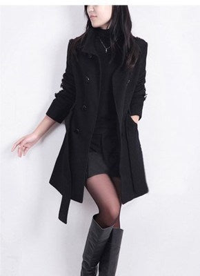 Ladies mid-length woolen coat