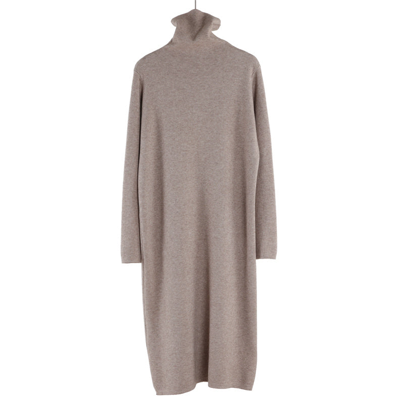 Women's Inner Wear Autumn And Winter High Collar Mid-length Temperament Overknee Sweater Long Dress