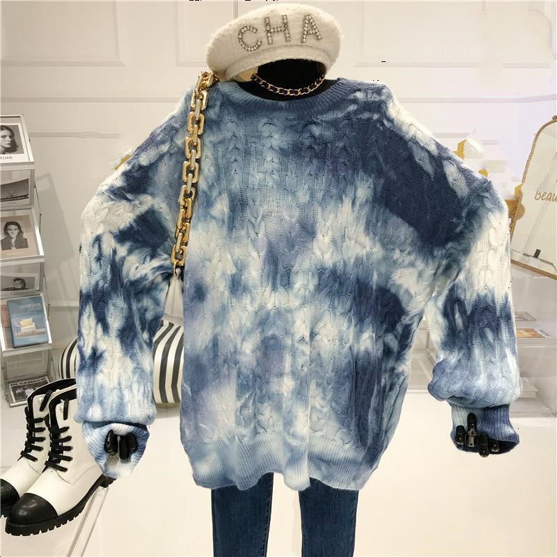 High street retro tie-dye sweater women