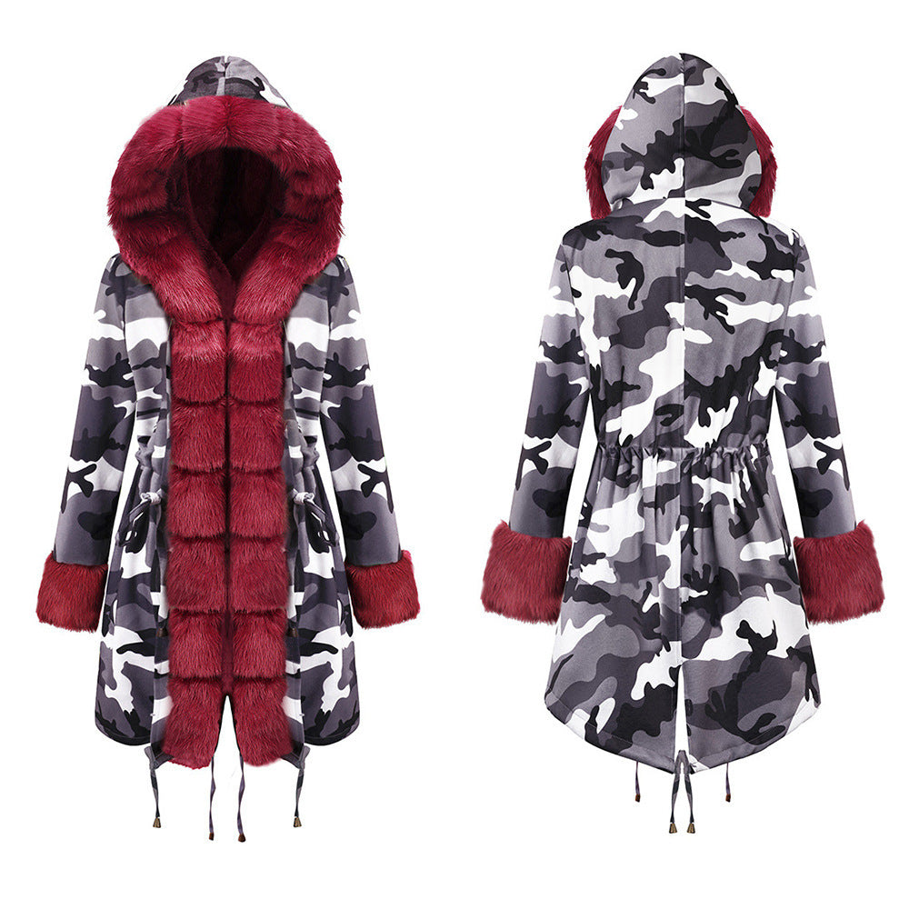 European and American women's long cotton coat