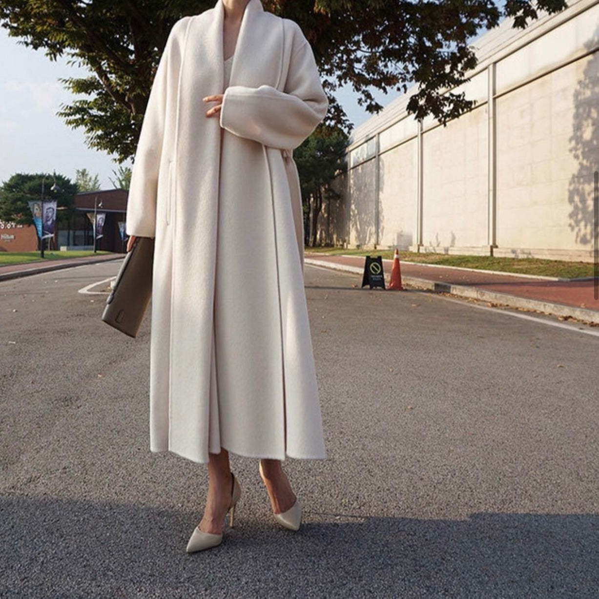 Long woolen overcoat