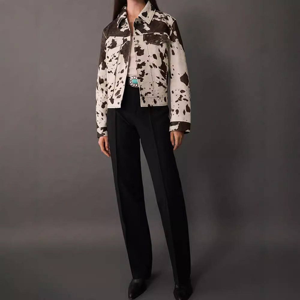 Irregular Pattern Short Denim Jacket