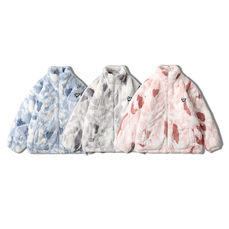 Chaos Tie Dyed Stand Collar Cashmere Coat For Men And Women