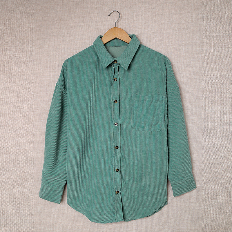 Solid Color Shirt Women's Autumn And Winter Breasted Lapel